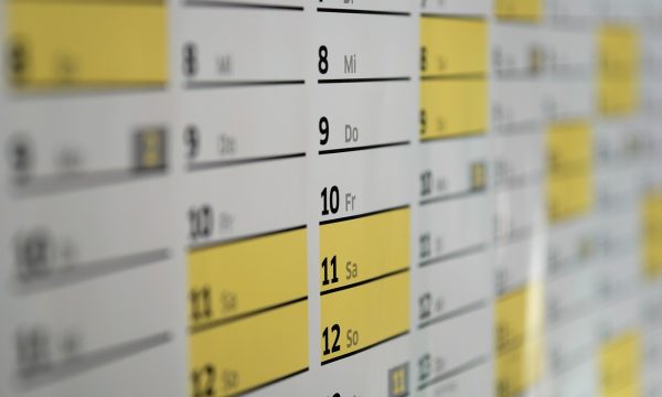 紫色调的赛程日历界面，日期格子里标注开赛节点，桌面端布局